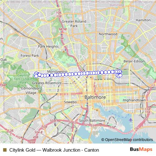 Citylink Gold bus Line Map