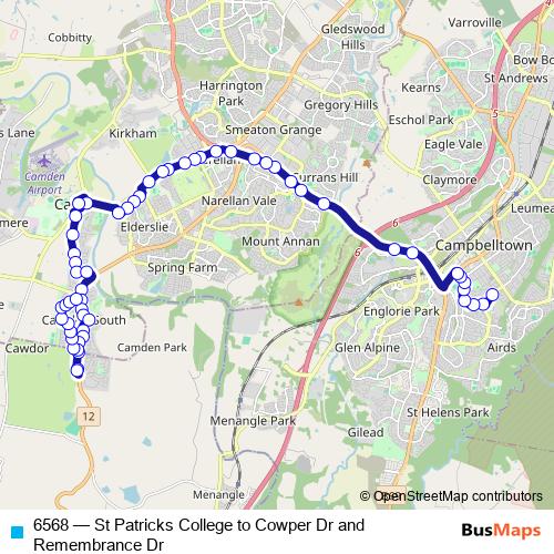 6568 bus Line Map