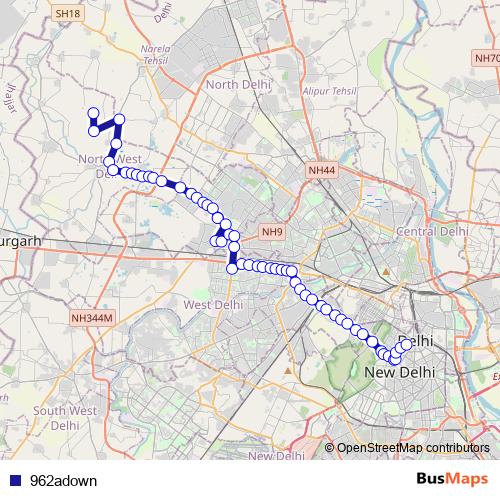 962adown bus Line Map