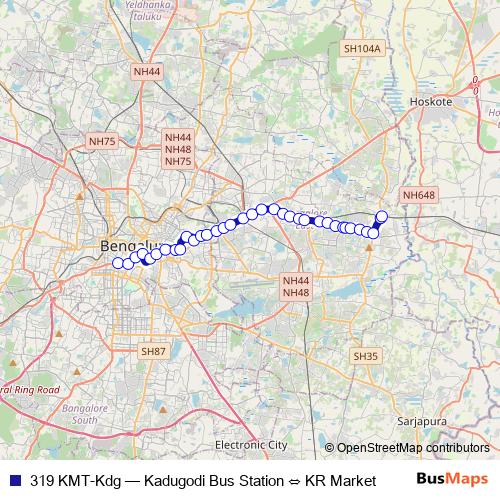 319 KMT-Kdg bus Line Map