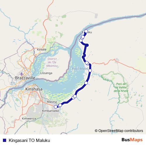 Kingasani TO Maluku bus Line Map