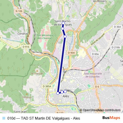 010d bus Line Map