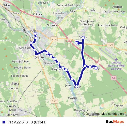 PR A22 6131 3 (63341) bus Line Map
