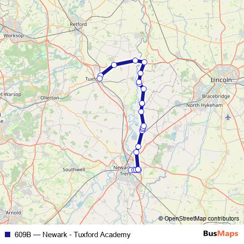 609B bus Line Map