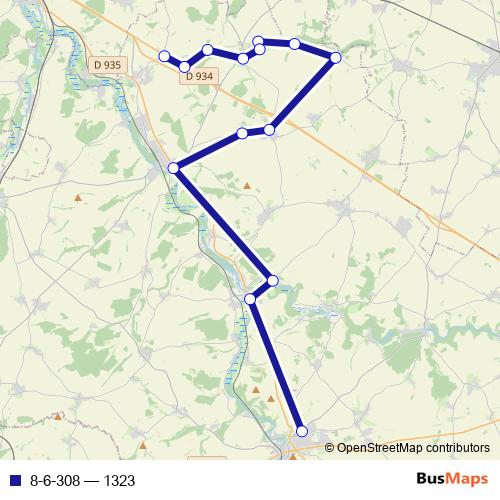 8-6-308 bus Line Map