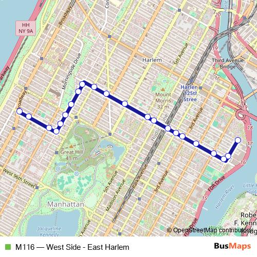 M116 bus Line Map