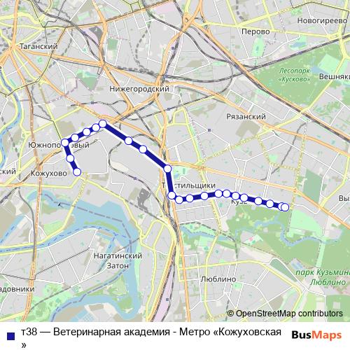 т38 bus Line Map