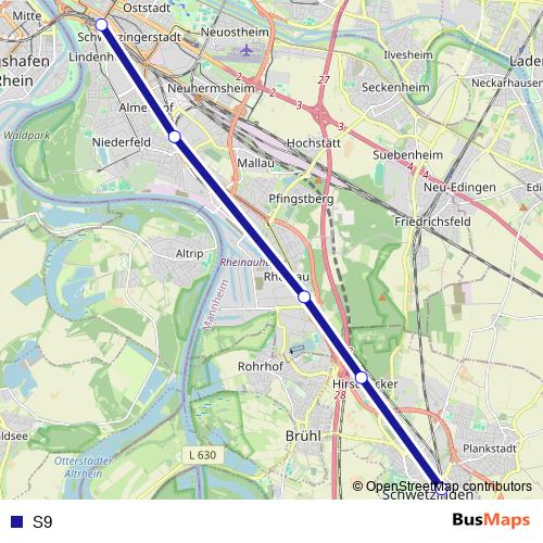 S9 bus Line Map