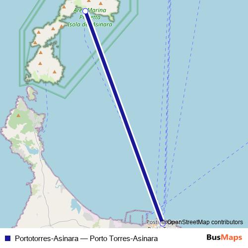 Portotorres-Asinara ferry Line Map
