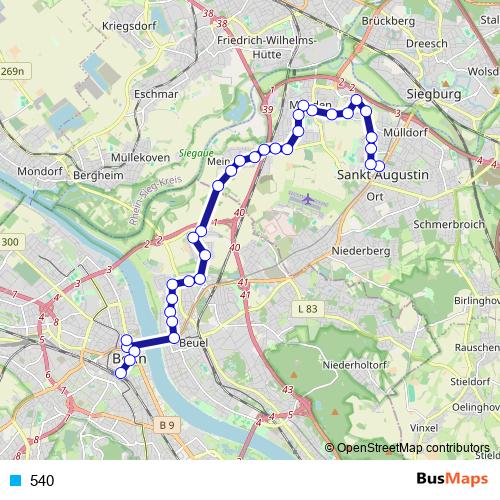 540 tram Line Map