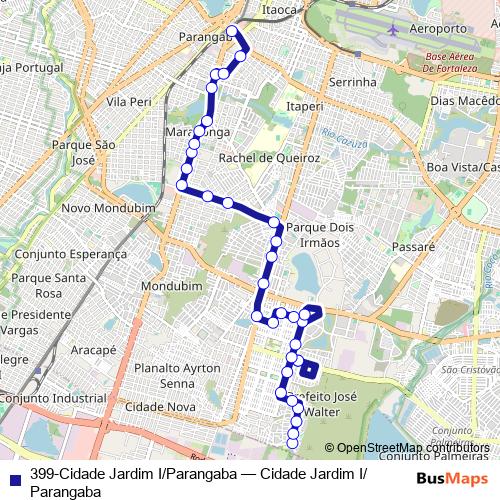 399-Cidade Jardim I/Parangaba bus Line Map