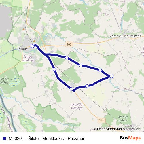 M1020 bus Line Map