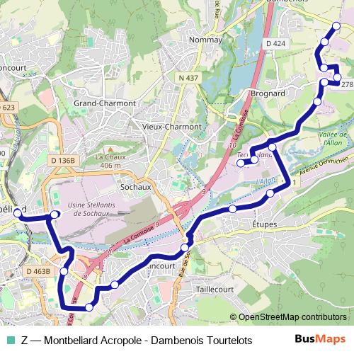 Z bus Line Map