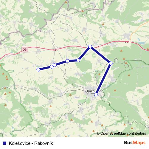 Kolešovice - Rakovník rail Line Map