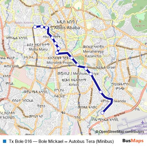 Tx Bole 016 bus Line Map