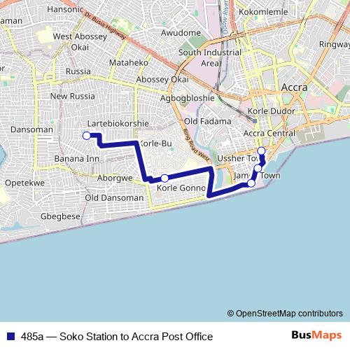 485a bus Line Map