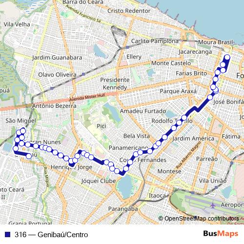 316 bus Line Map