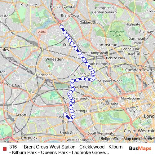 316 bus Line Map