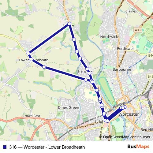 316 bus Line Map