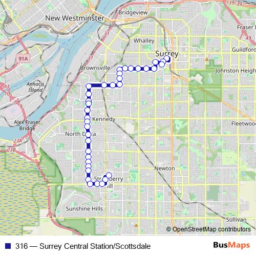 316 bus Line Map