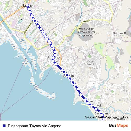 Binangonan-Taytay via Angono bus Line Map