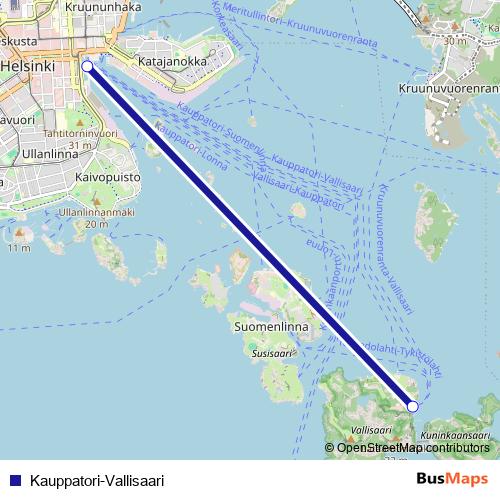 Kauppatori-Vallisaari ferry Line Map