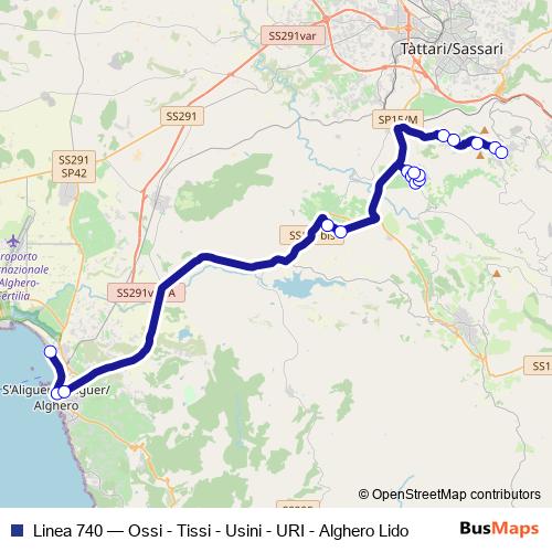 Linea 740 bus Line Map