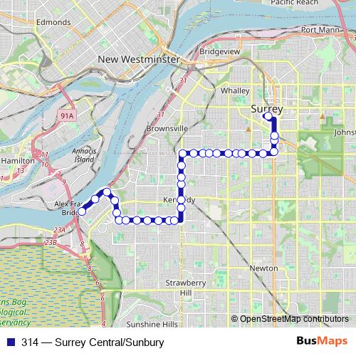 314 bus Line Map