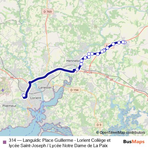 314 bus Line Map