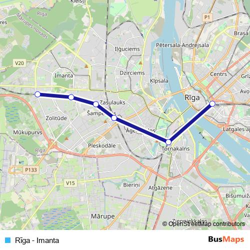 Rīga - Imanta rail Line Map