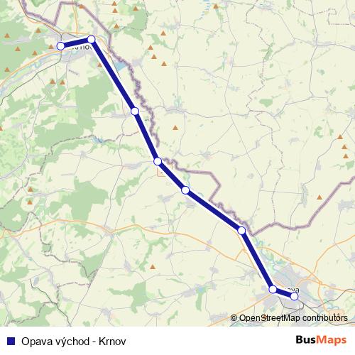 Opava východ - Krnov rail Line Map