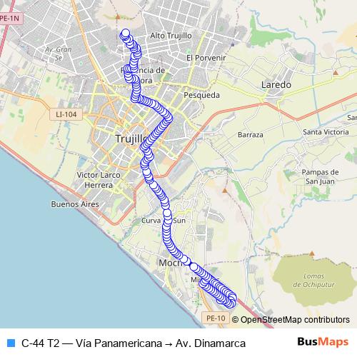 C-44 T2 bus Line Map