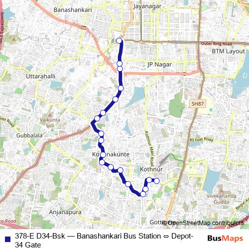 378-E D34-Bsk bus Line Map