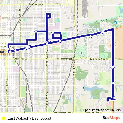 East Wabash / East Locust bus Line Map