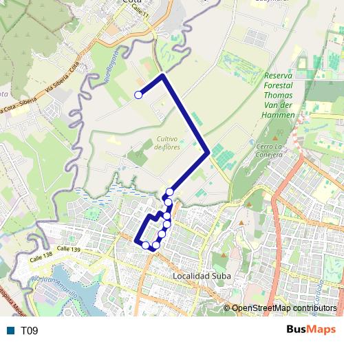 T09 bus Line Map