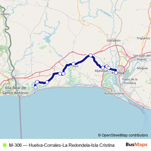 M-306 bus Line Map