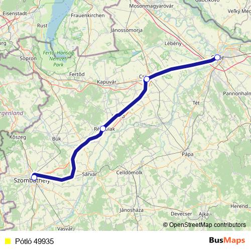 Pótló 49935 bus Line Map