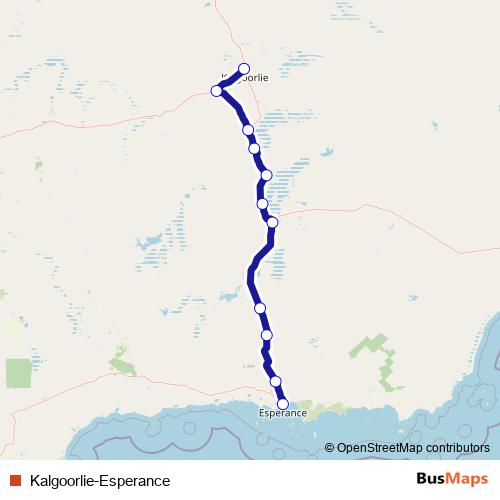 Kalgoorlie-Esperance bus Line Map