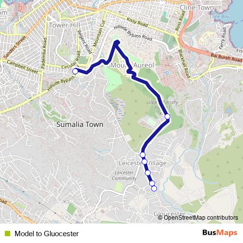 Model to Gluocester bus Line Map