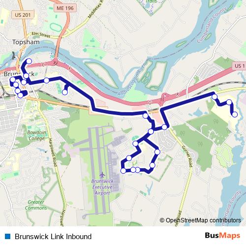 Brunswick Link Inbound bus Line Map