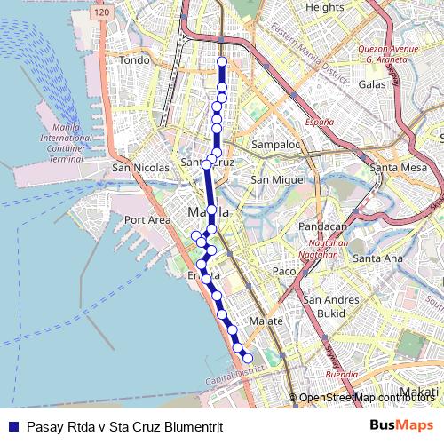 Pasay Rtda v Sta Cruz Blumentrit bus Line Map