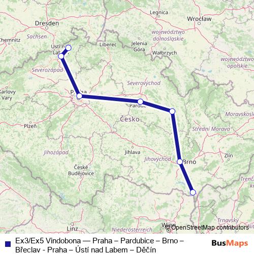 Ex3/Ex5 Vindobona rail Line Map