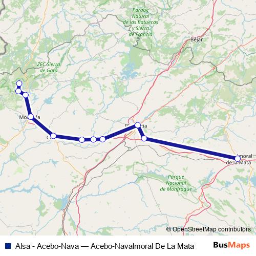 Alsa - Acebo-Nava bus Line Map
