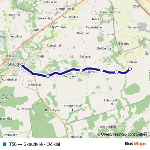 T56 bus Line Map