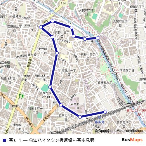 喜０１ bus Line Map