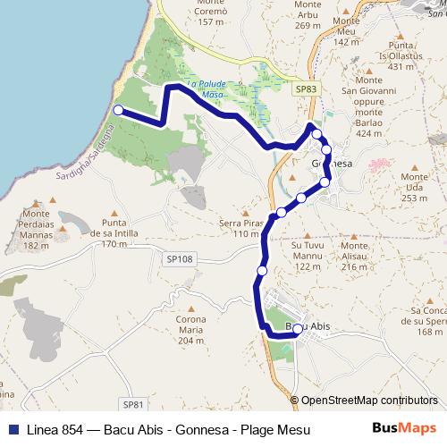 Linea 854 bus Line Map