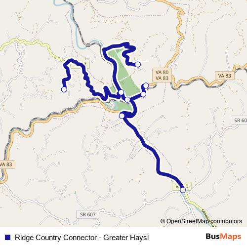 Ridge Country Connector - Greater Haysi bus Line Map