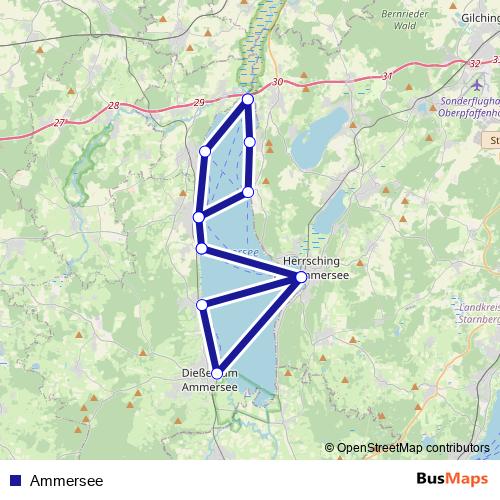 Ammersee ferry Line Map