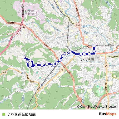 Iwaki Takasaka-Danchi Line bus Line Map