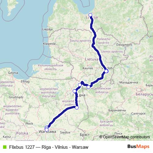 Flixbus 1227 bus Line Map